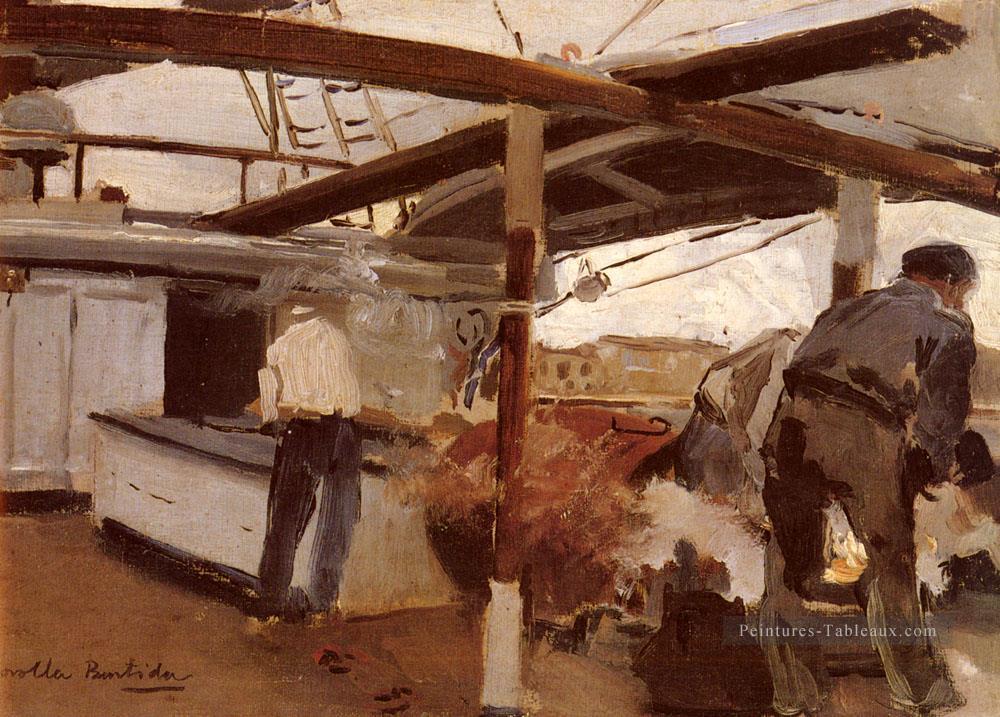Deux hommes sur une terrasse peintre Joaquin Sorolla Peintures à l'huile